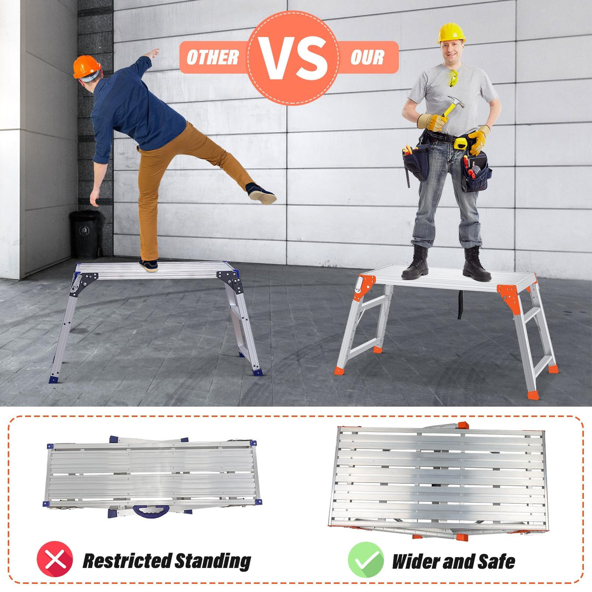 Adjustable Aluminum Folding Work Platform 330 lbs Capacity C477