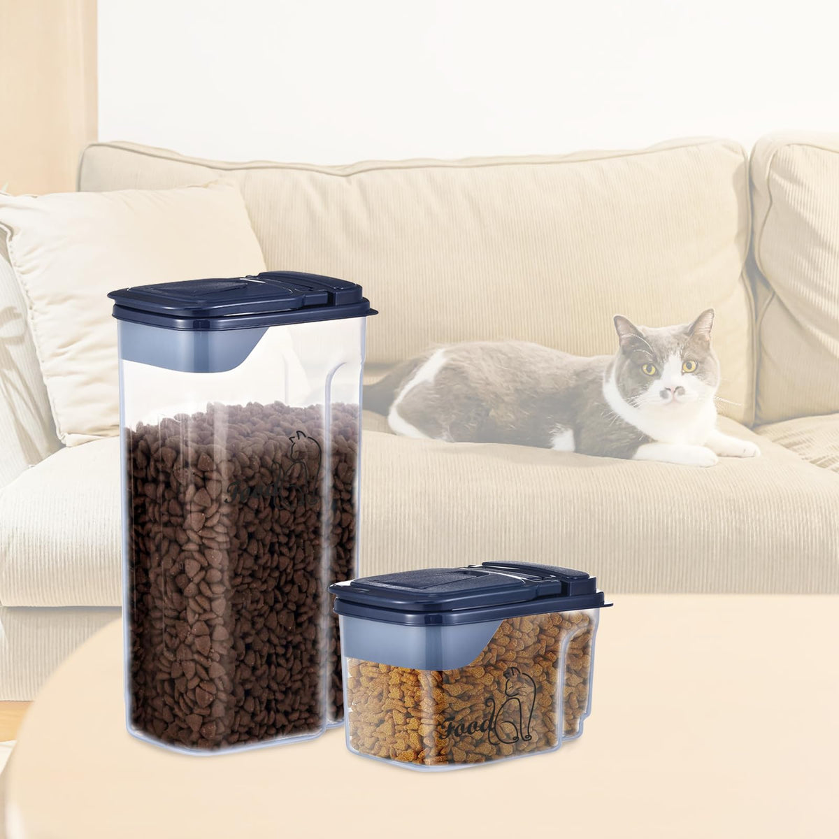 2 Pcs Airtight Pet Food Containers with Pour Spout O8694