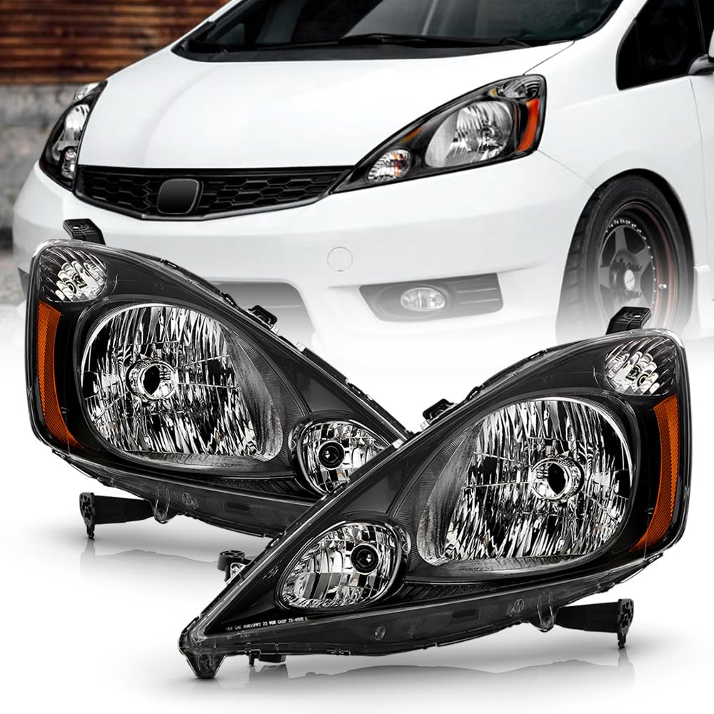 Black Housing Headlights Headlamps Pair Set J394273
