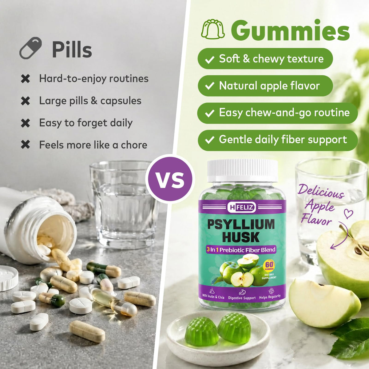 Psyllium Husk 1500mg Fiber Supplement I6608