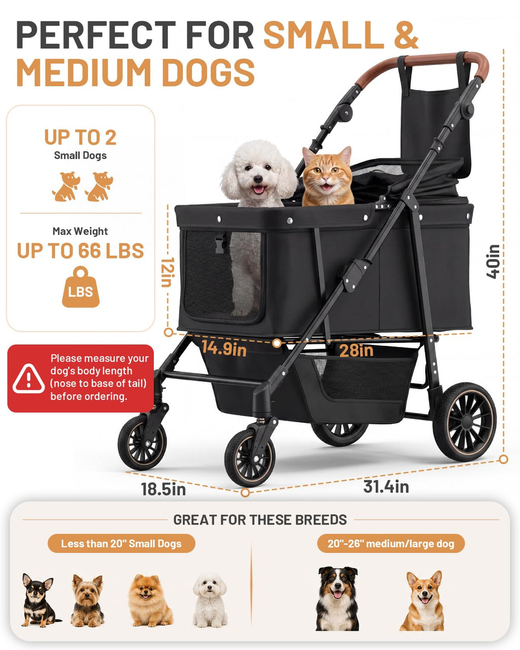 Foldable Ventilated Dog Stroller with Canopy Z70507