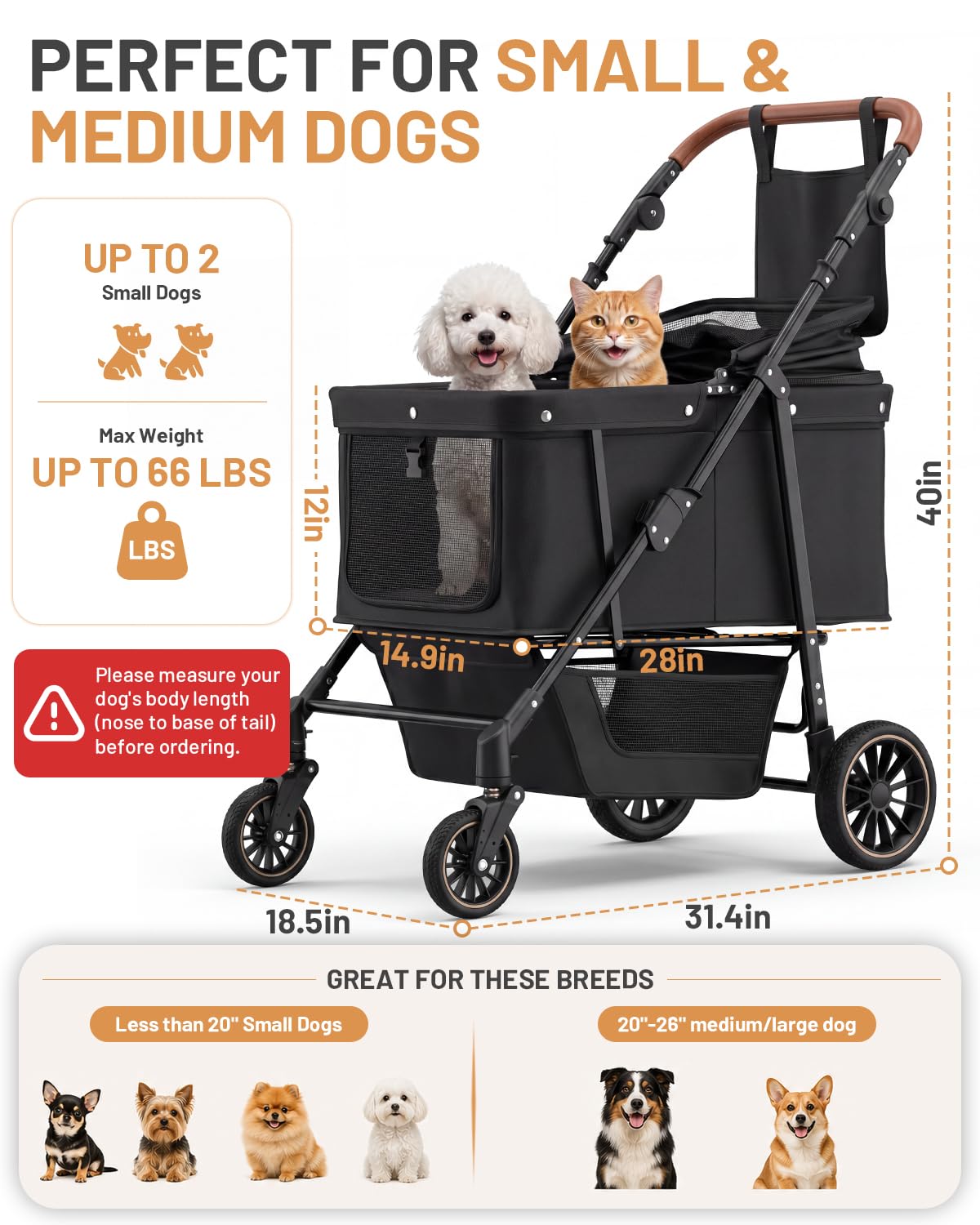 Foldable Ventilated Dog Stroller with Canopy Z70507