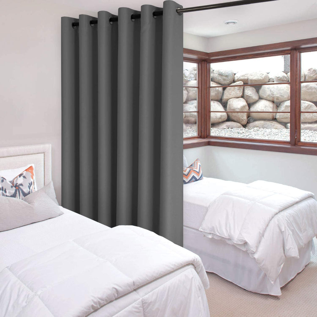 Dark Grey Thermal Blackout Room Divider Curtain Panel L998