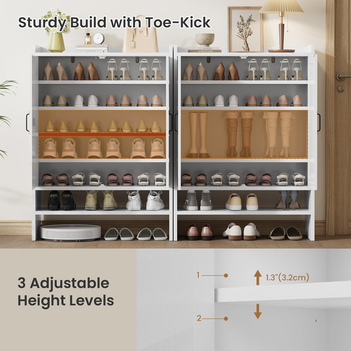 White 5-Tier Shoe Storage Cabinet Z382