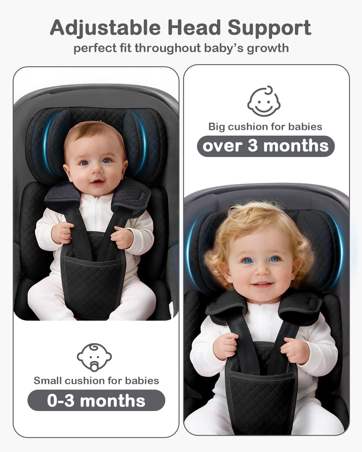 Infant Car Seat Insert with Adjustable Head Support, Black G442622