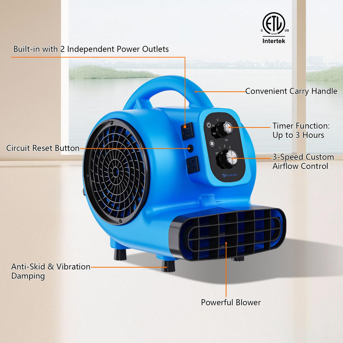 1/4 HP 1000 CFM Portable Air Mover Blower Fan P297299