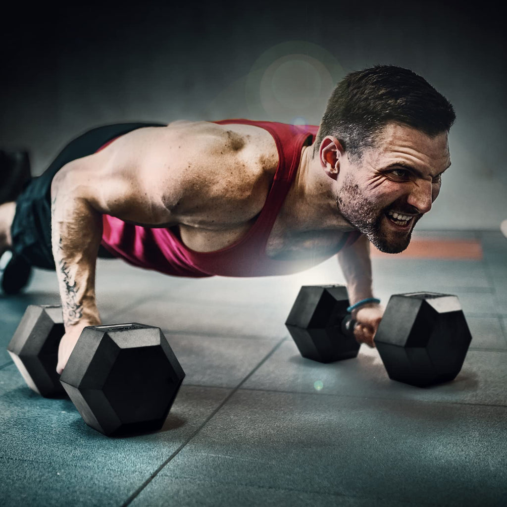 Rubber Grip Encased Hex Dumbbell Hand Weights Anti-Slip T72685