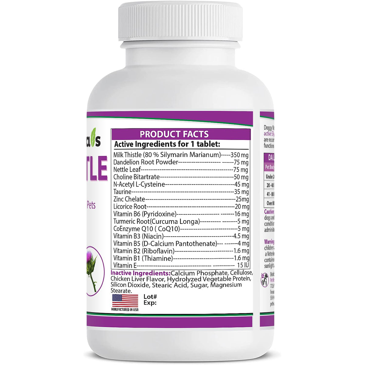 Milk Thistle Liver Health Supplement for Dogs 120 tabs N980477