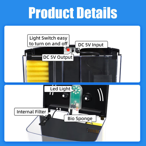 1.2 Gallon Aquarium Starter Kit with LED Light and Water Filter Pump R78333