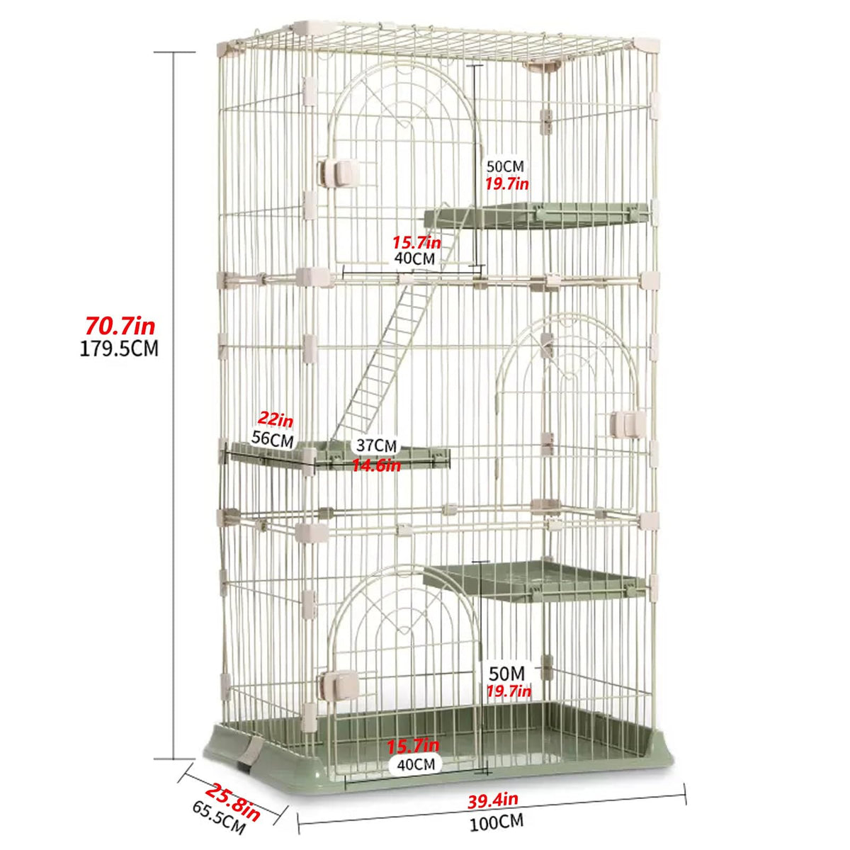 3/4-Tier Wire Cat Cage Playpen Kennel with Hammock M6917