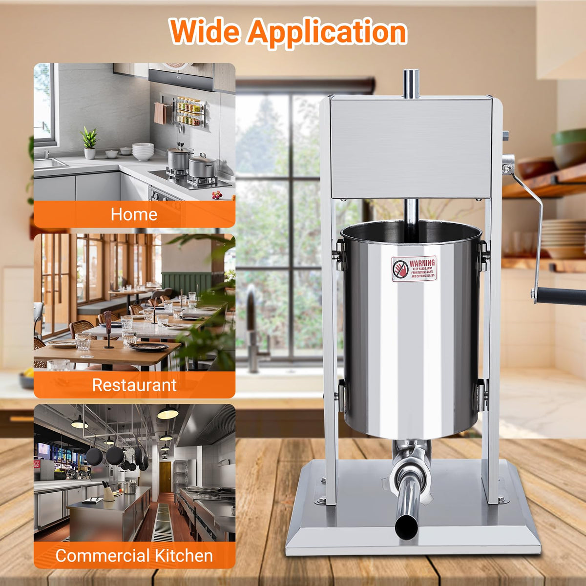 Manual 5L Stainless Steel Sausage Stuffer with 5 Stuffing Tubes Z503275