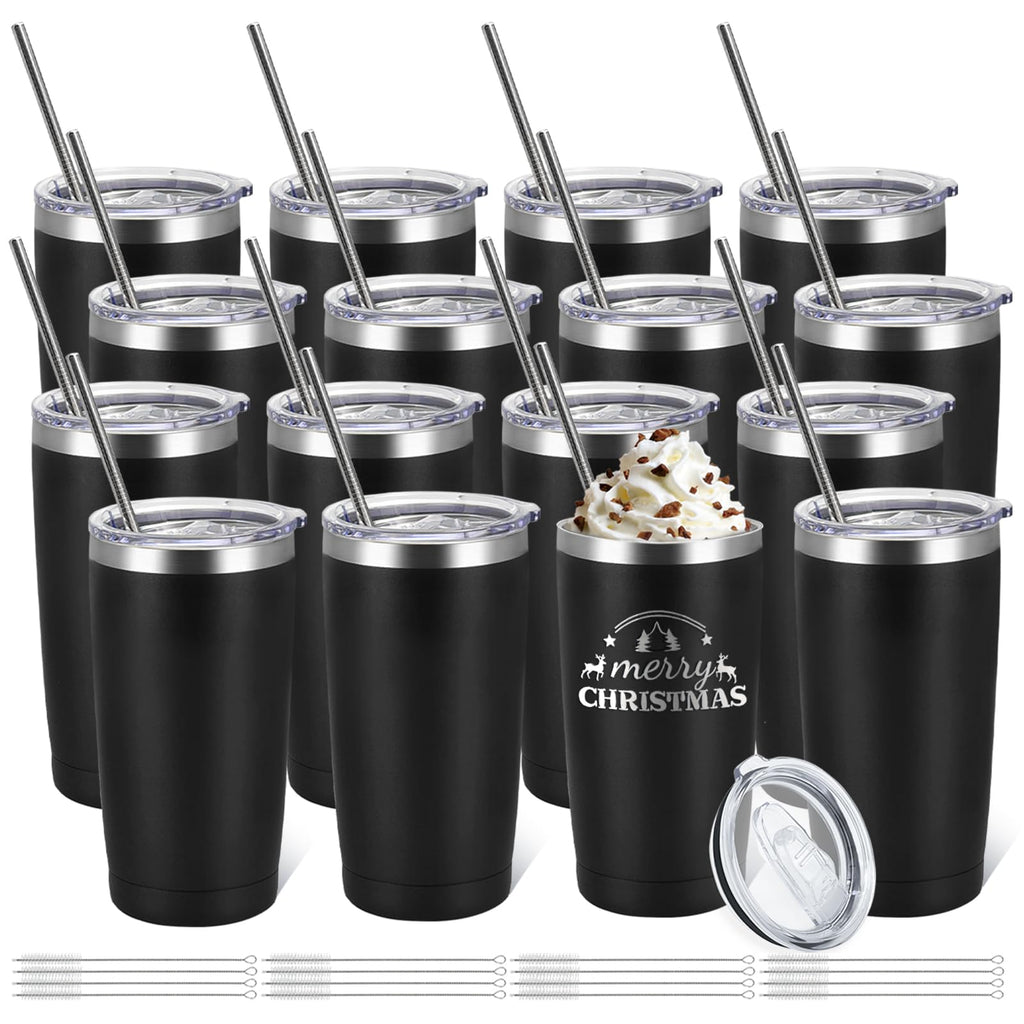 16 Pack Stainless Steel Insulated Tumbler 20oz Black E806