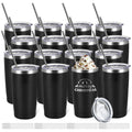 16 Pack Stainless Steel Insulated Tumbler 20oz Black E806