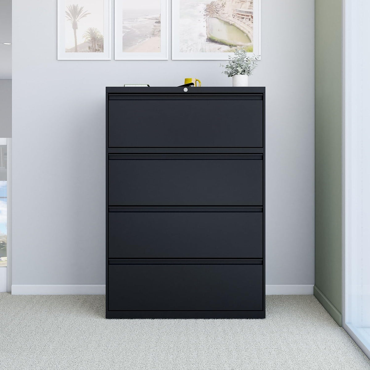 4 Drawer Black Lateral File Cabinet I35411