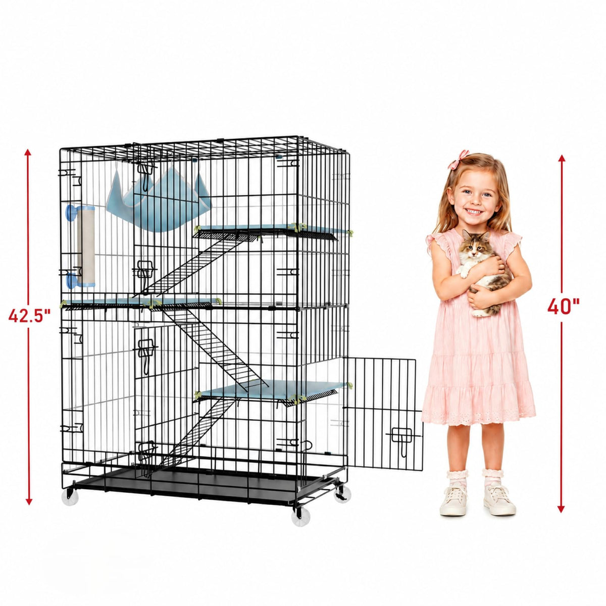 4-Tier Cat Cage with Cushions Hammock Scratching Post C68916