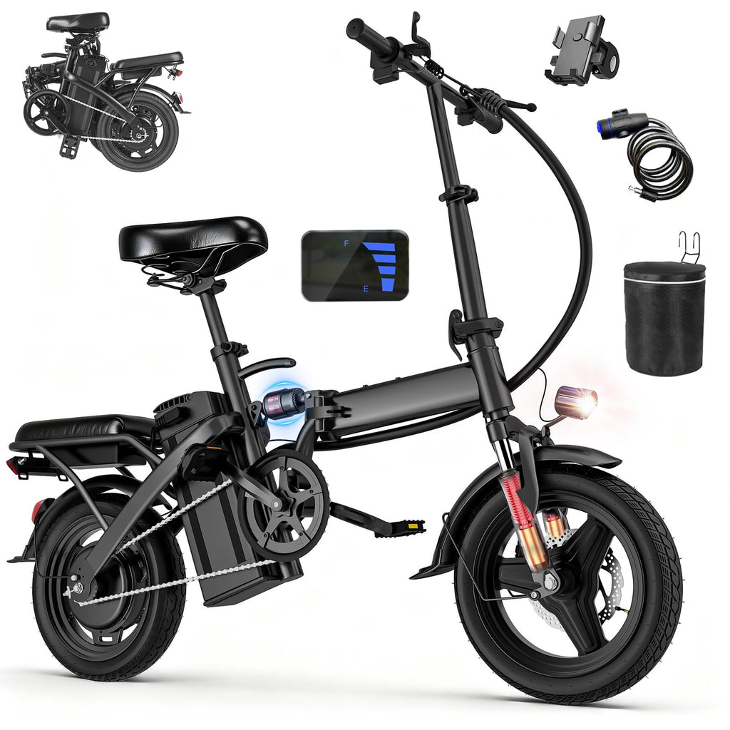 560W Motor 24MPH 32 Miles Range 48V 10Ah Battery 14" Foldable Electric Bike with Basket G122593