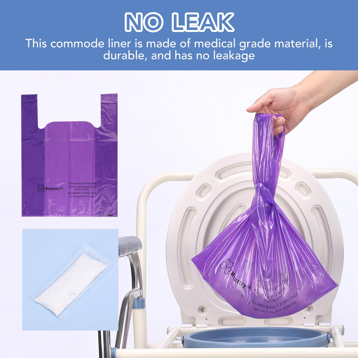 Commode Liners 60 Pack with Absorbent Powder Packs J27025