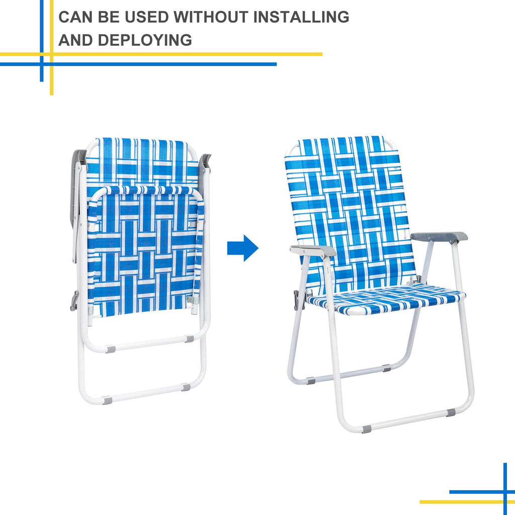 2 Pcs Webbed Folding Beach Chair G970429