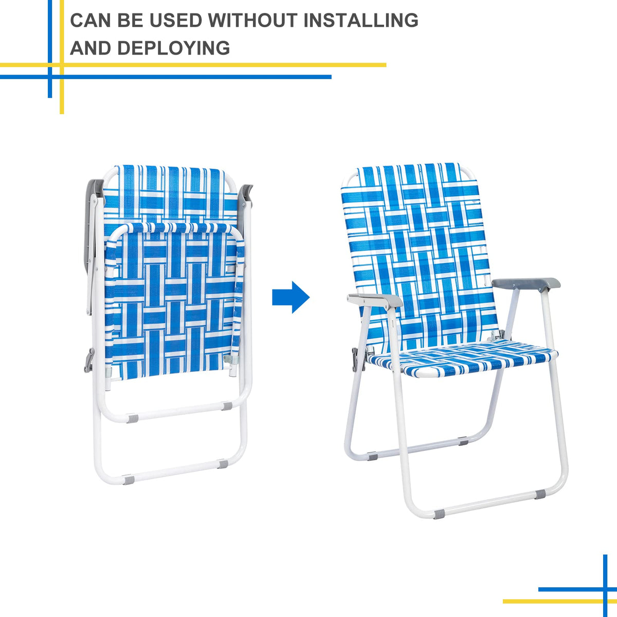 2 Pcs Webbed Folding Beach Chair G970429