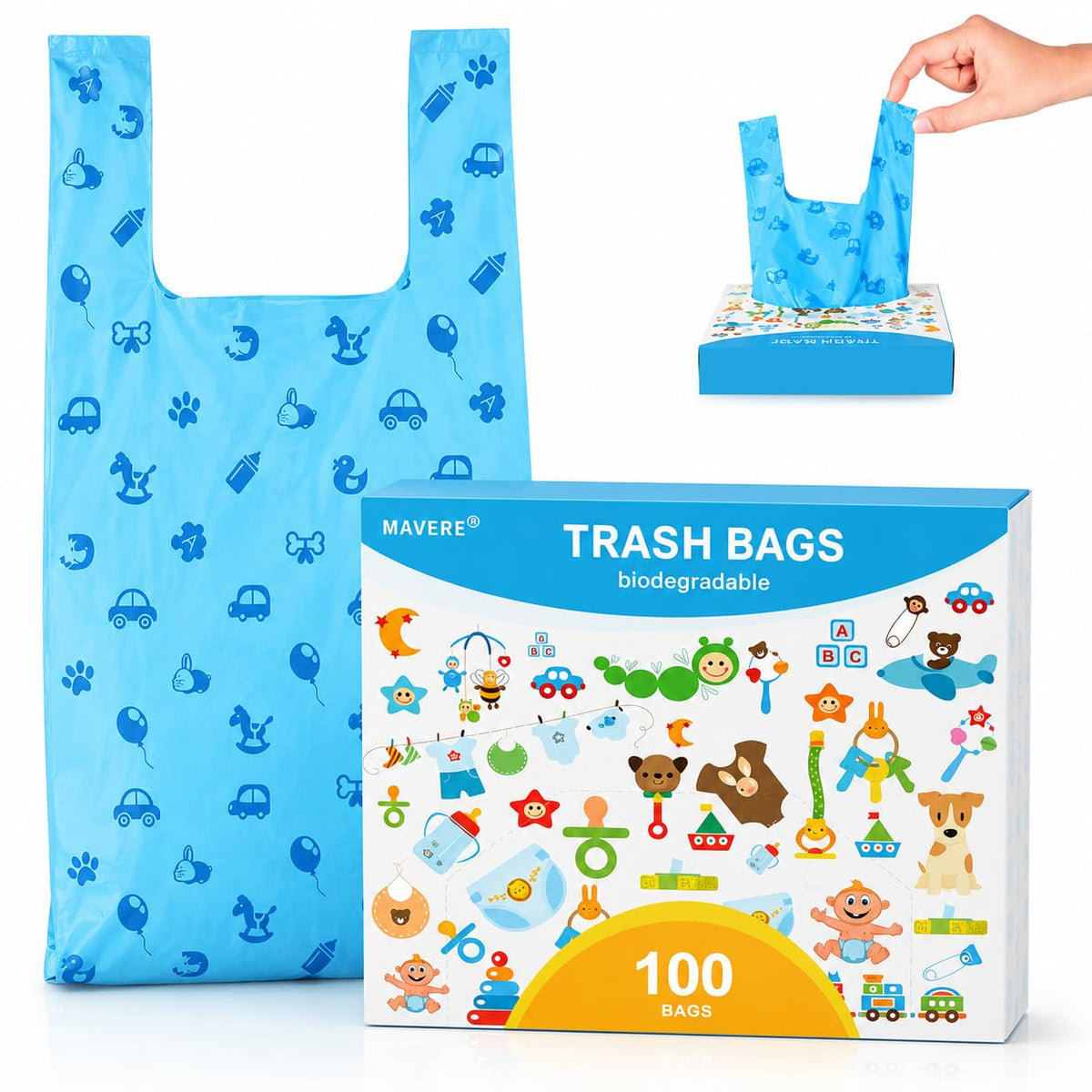 Cat Litter Poop Pick-Up Bags with Handles, Leak Proof, Unscented, 100 bags M72712