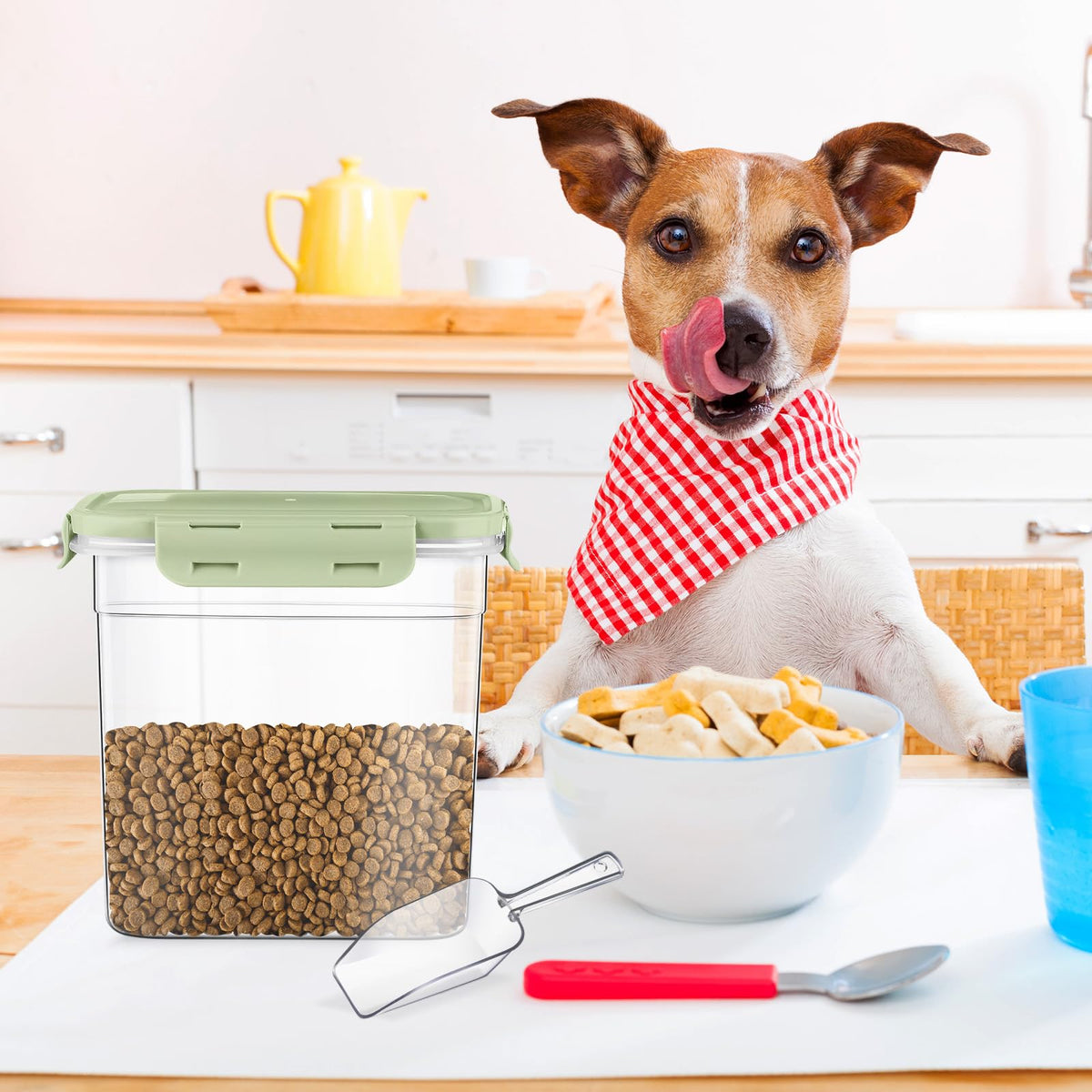 6 Pcs Dog and Cat Food Storage Containers with 2 Scoops Z951580