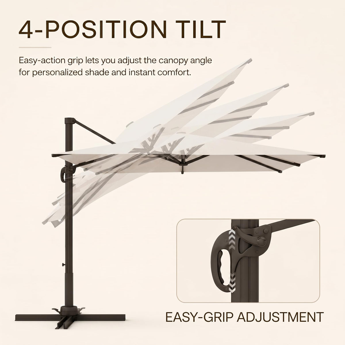 11ft Offset Cantilever Patio Umbrella with Solar Lights A363