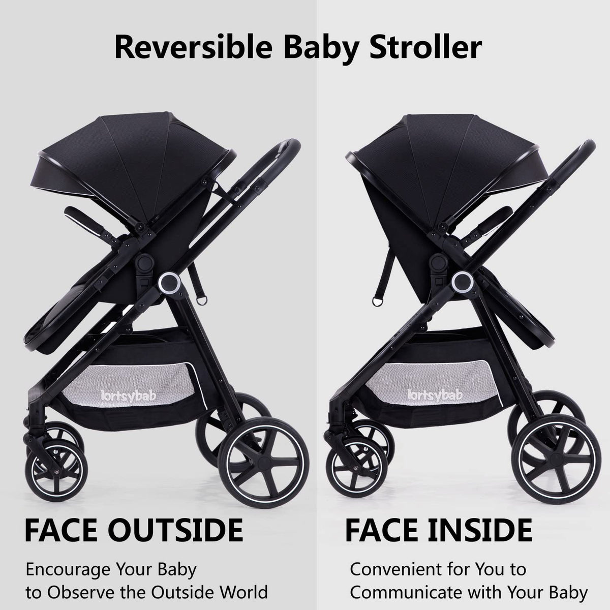 2-in-1 Folding Baby Stroller with Reversible Seat R266
