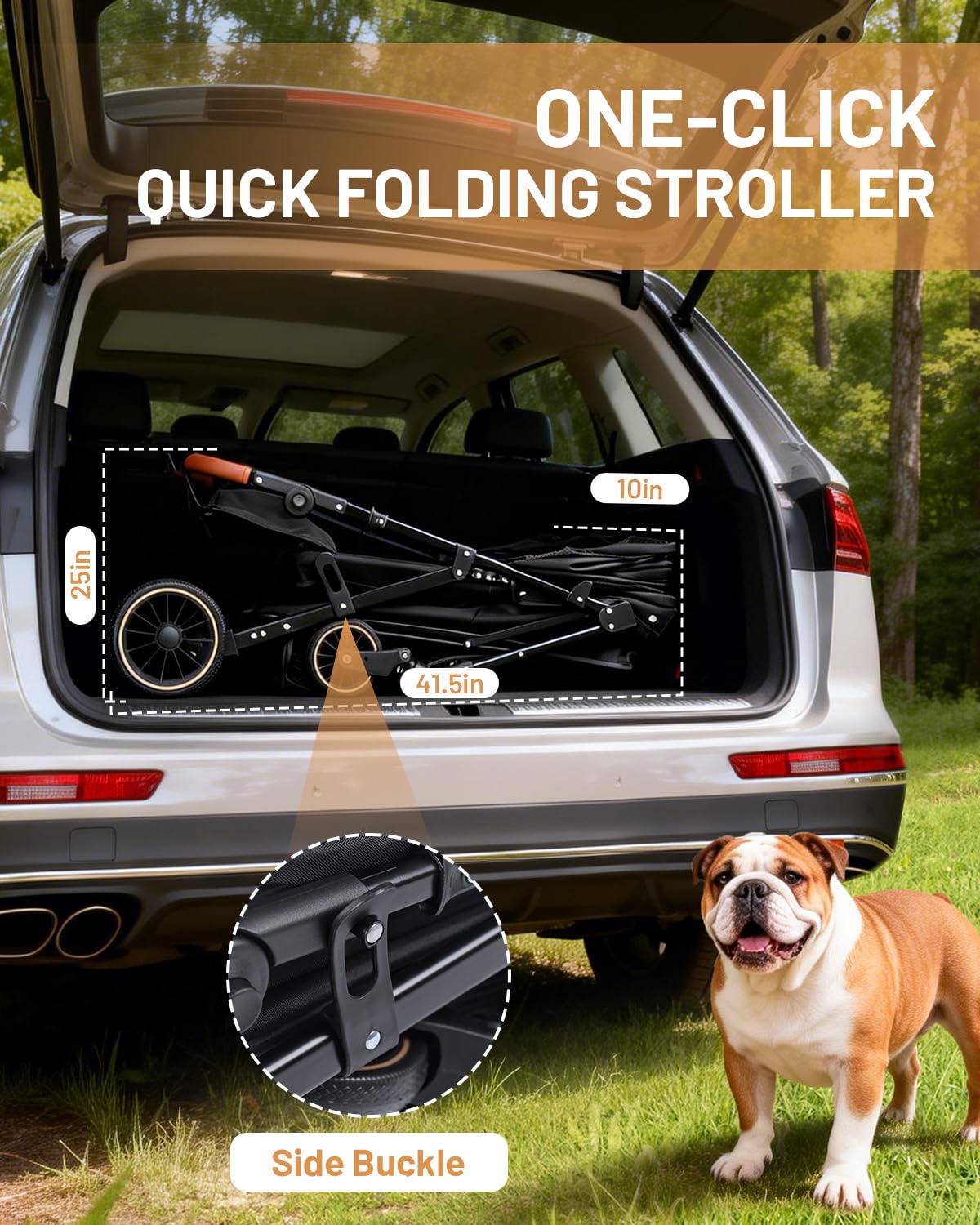 Foldable Ventilated Dog Stroller with Canopy Z70507