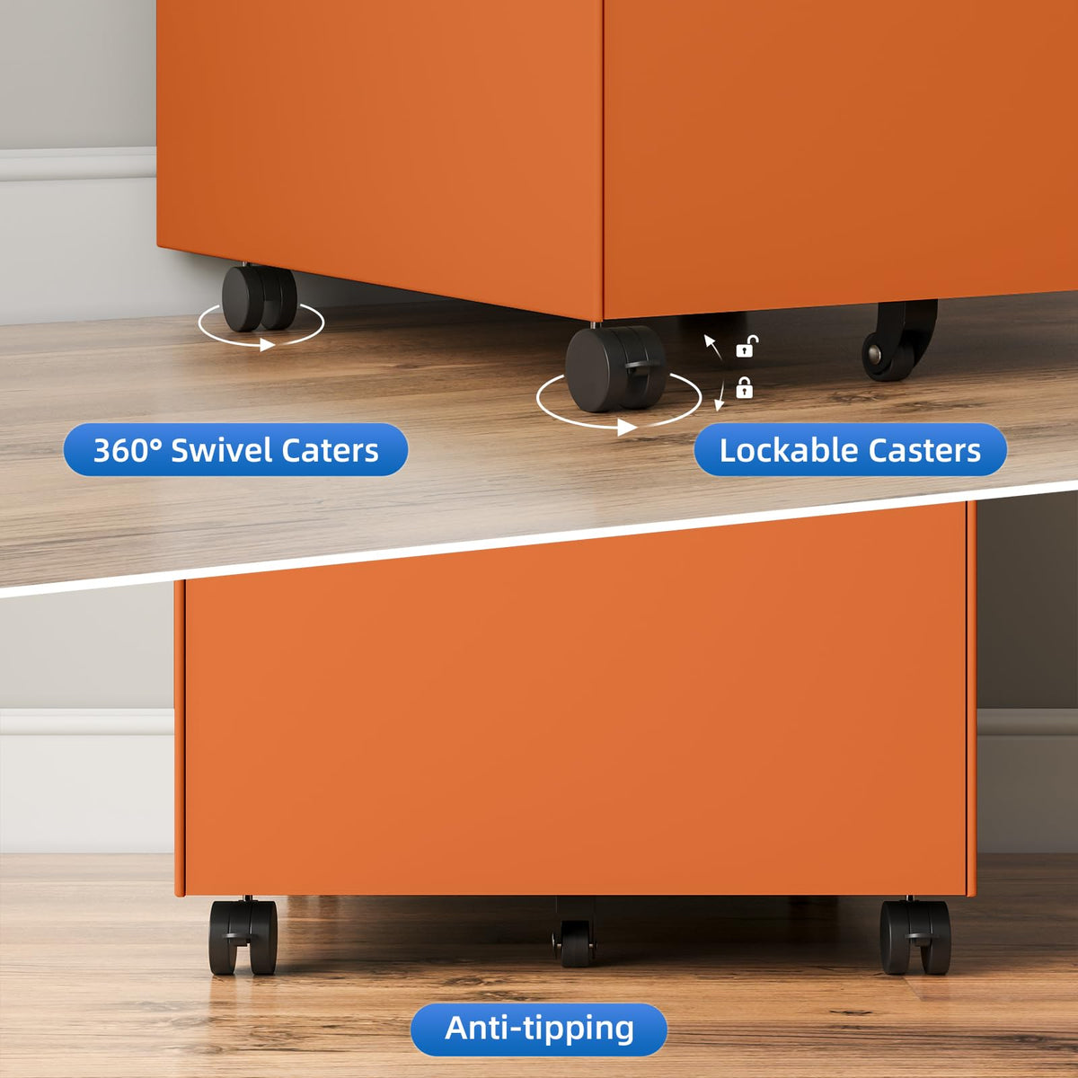 3 Drawer Metal Rolling File Cabinet U518