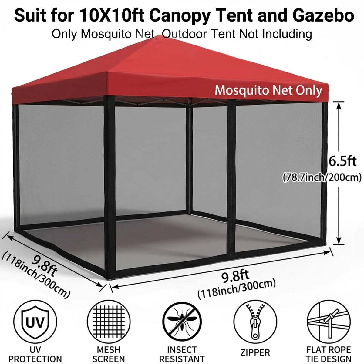 Mosquito Net with Zipper for Camping and Patio Gazebo A7552
