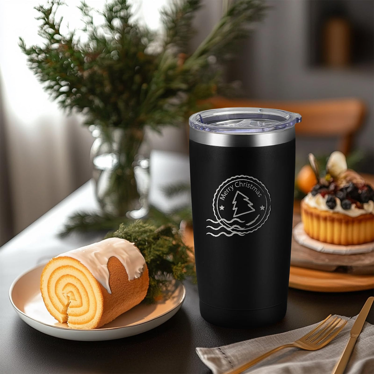 16 Pack Stainless Steel Insulated Tumbler 20oz Black E806