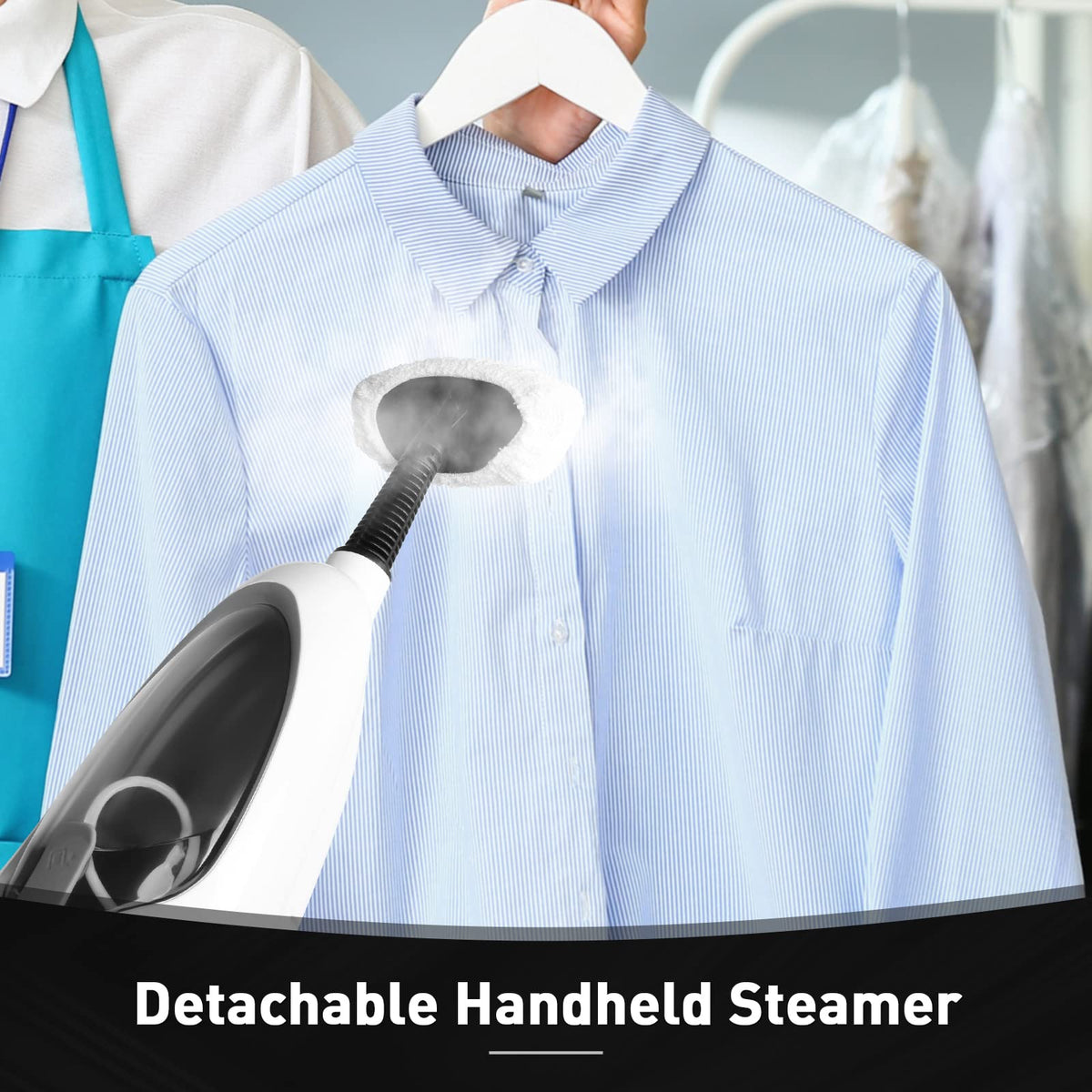 White 10-in-1 Detachable Steam Mop with 3 Microfiber Pads E4502