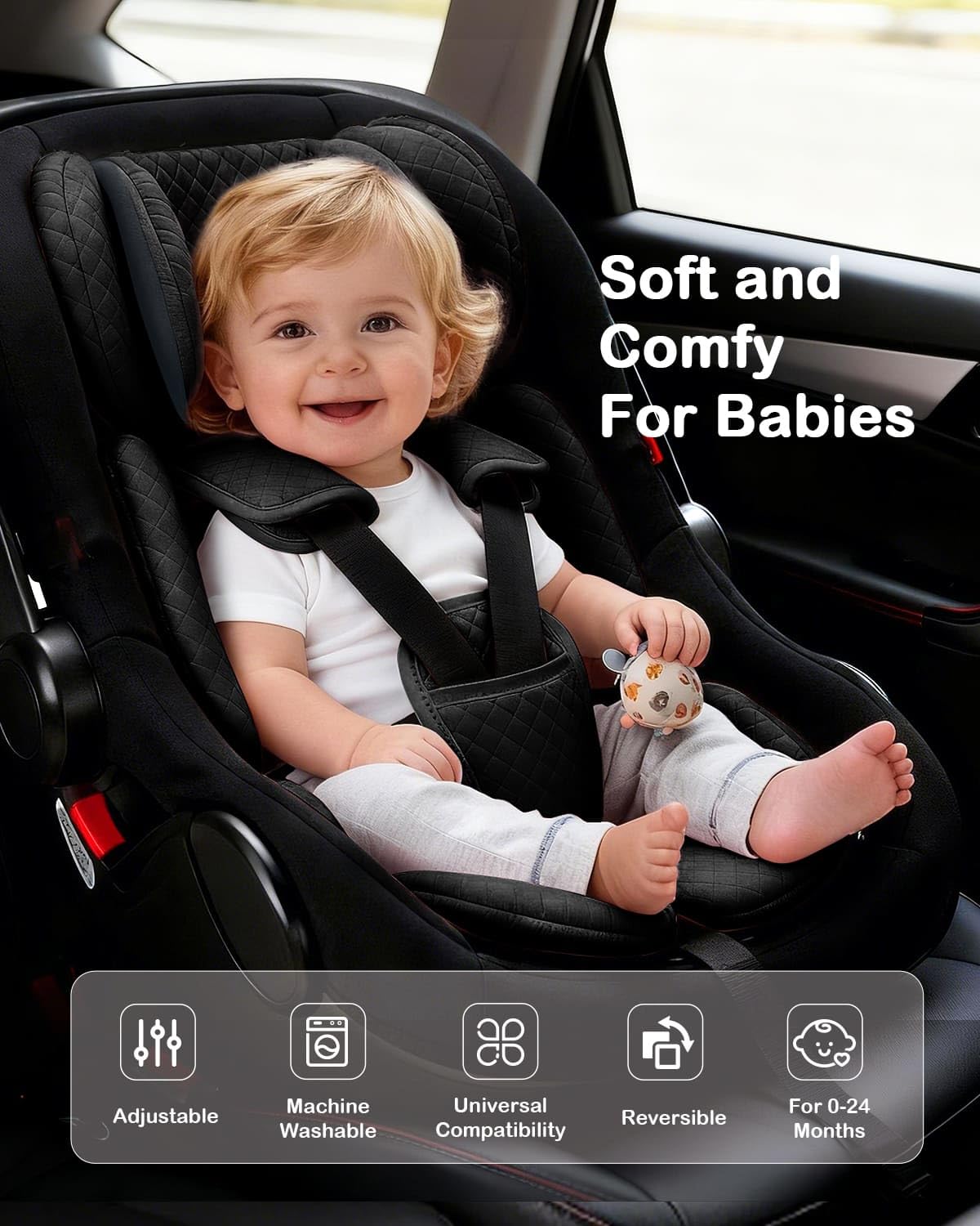 Infant Car Seat Insert with Adjustable Head Support, Black G442622