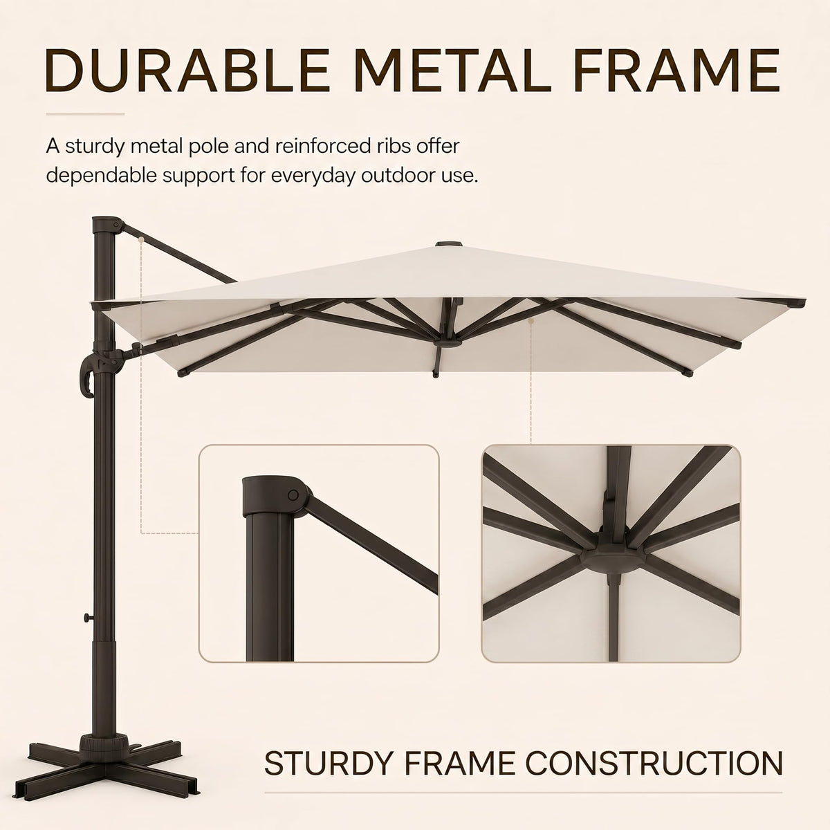 11ft Offset Cantilever Patio Umbrella with Solar Lights A363