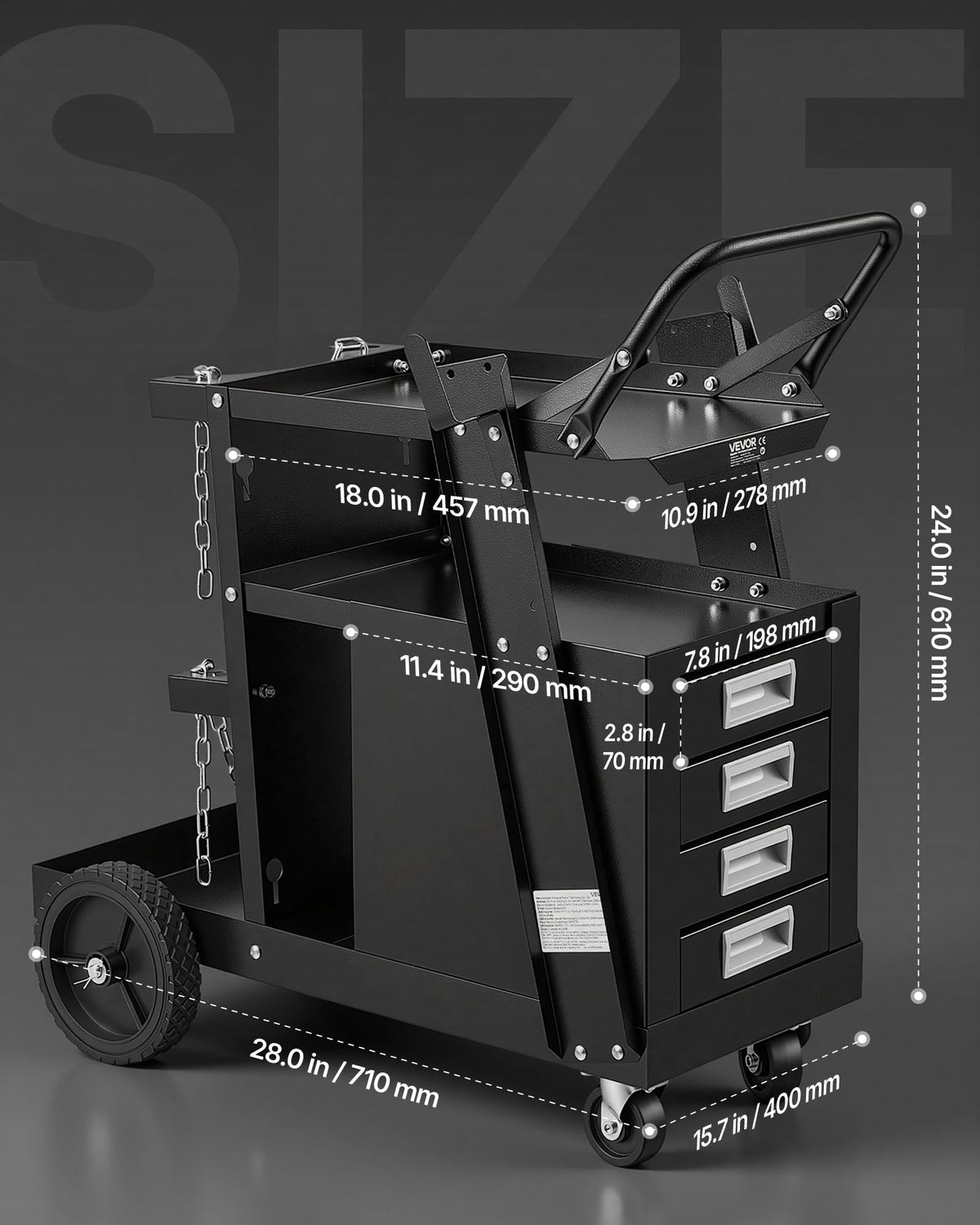 2-Tier 4 Drawers Welding Cart 265 LBS Weight Capacity S45615