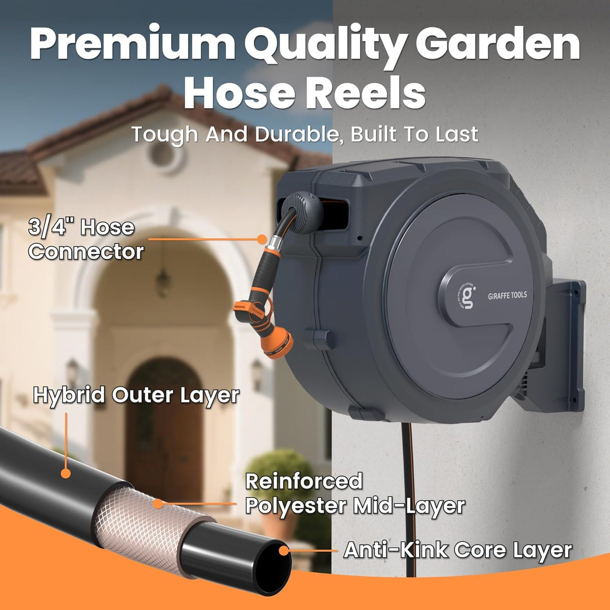 Retractable Garden Hose Reel 1/2" 100FT V7421