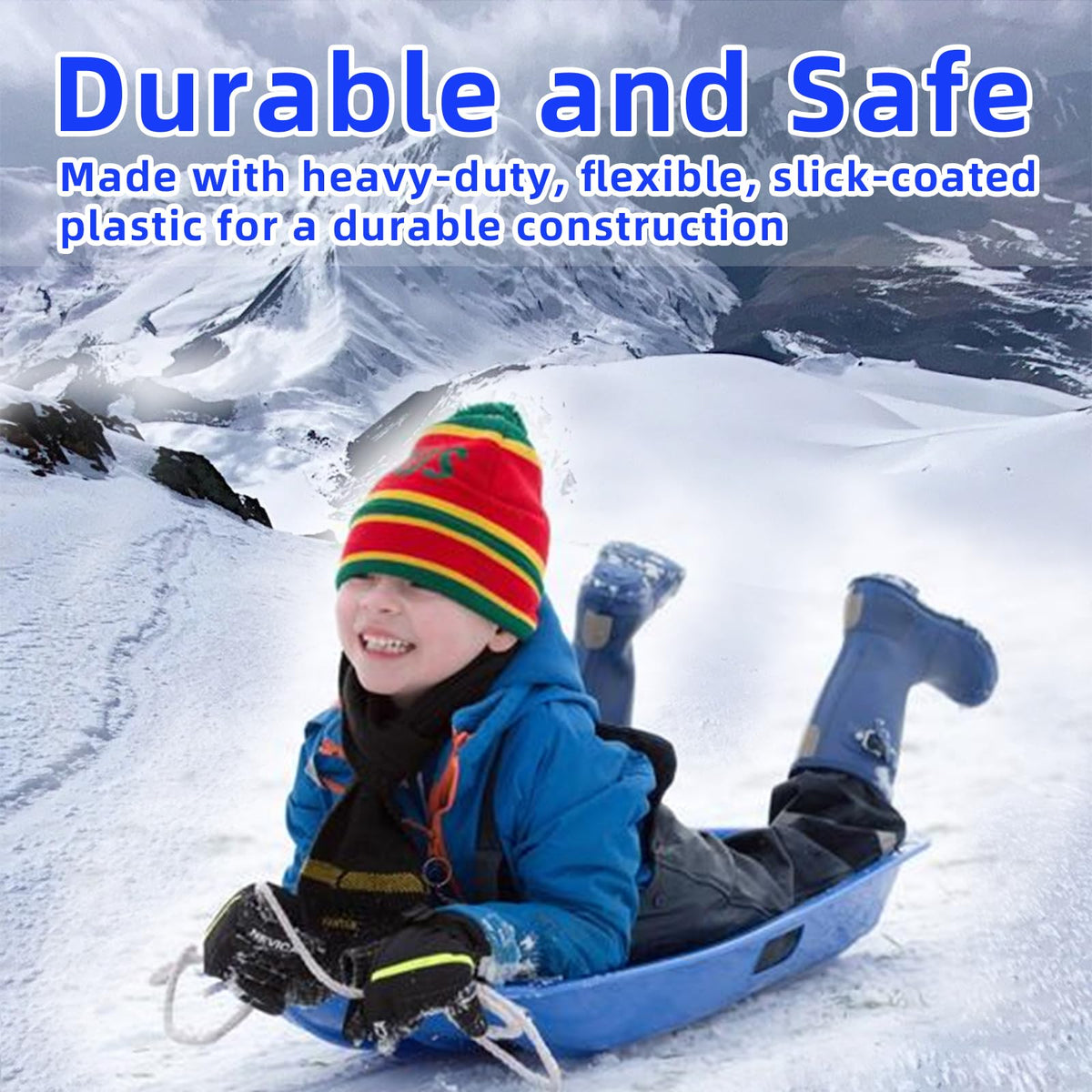 35 inch Plastic Snow Sled with Leash and 2 Handles J9022