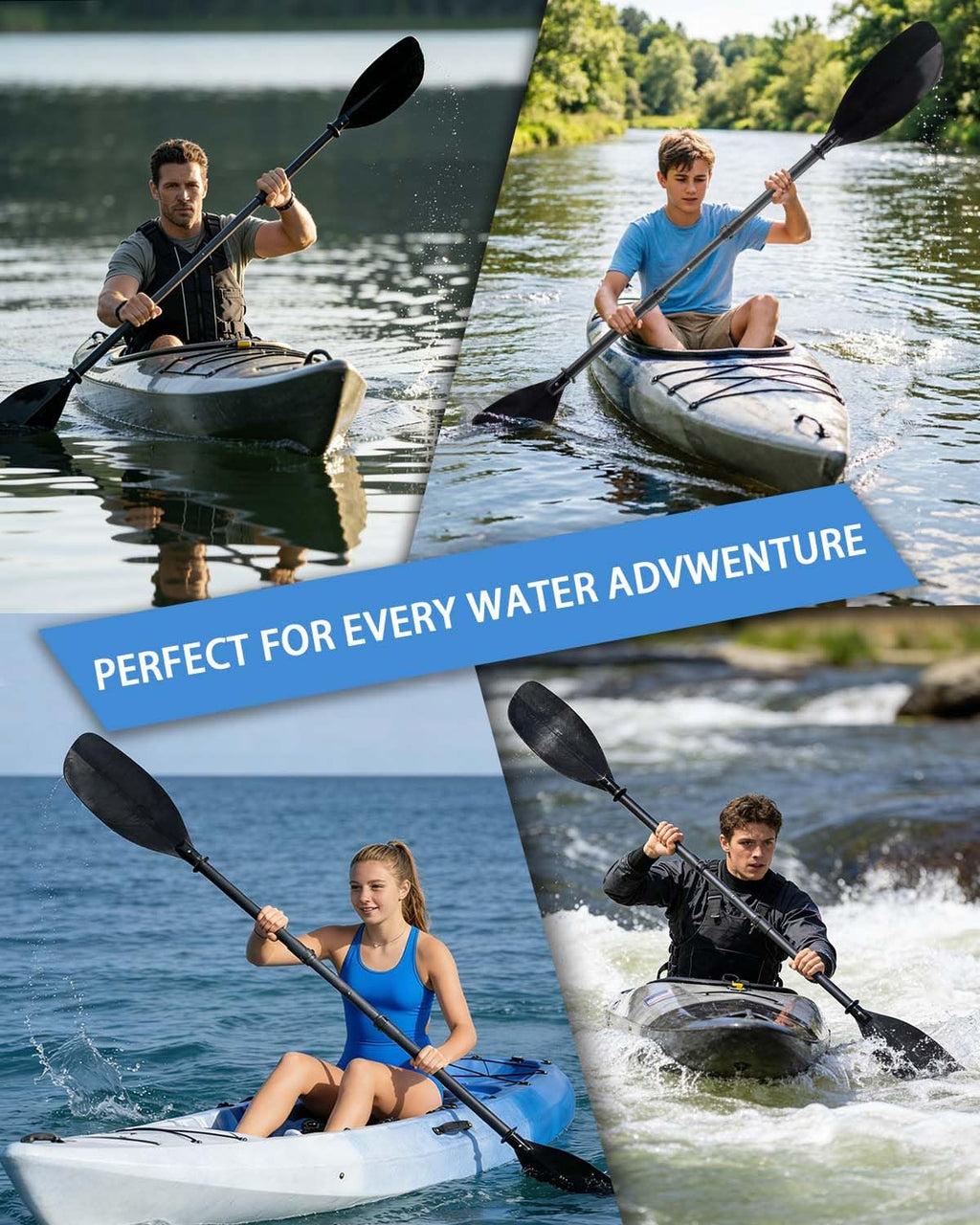 Adjustable Kayak Paddle 60-90" Stainless Steel I529