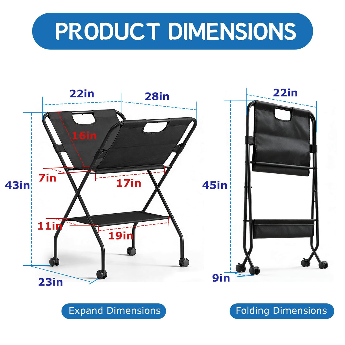 Folding Canvas Art Print Storage Rack with Caster Wheels Z449250