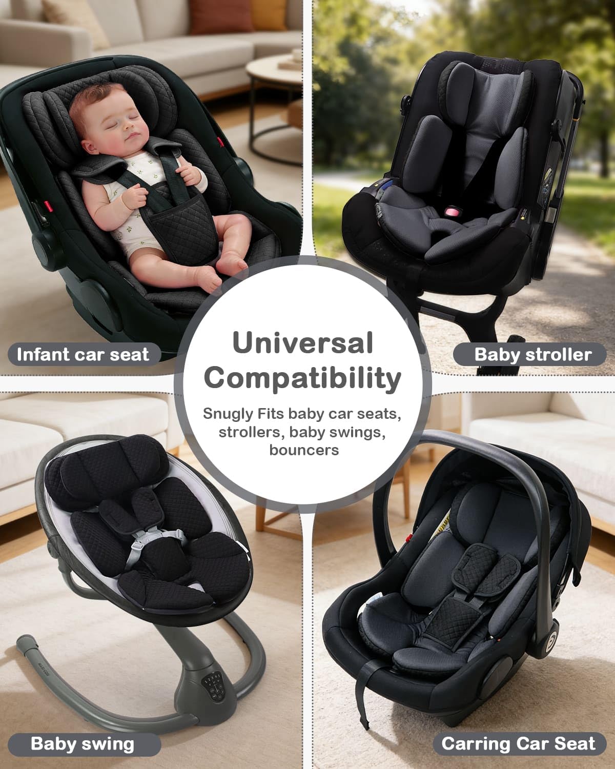 Infant Car Seat Insert with Adjustable Head Support, Black G442622