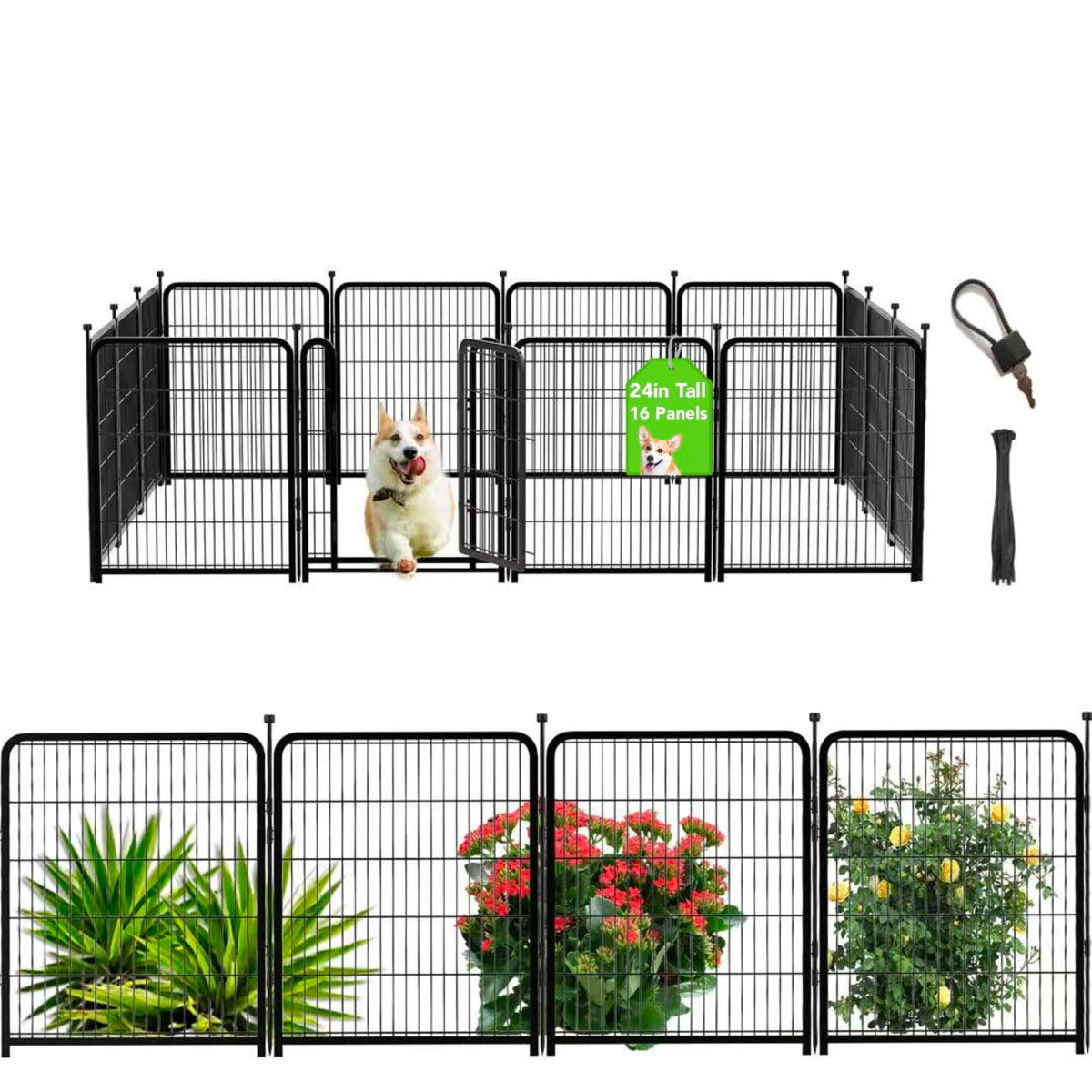 24 inch 16 Panels Metal Dog Playpen X1774