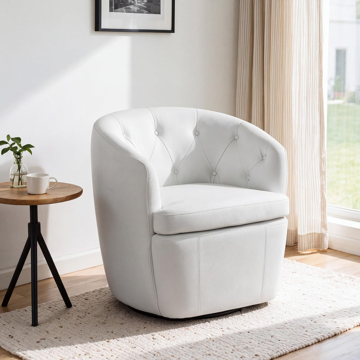 360° Swivel Button-Tufted Barrel Chair M557