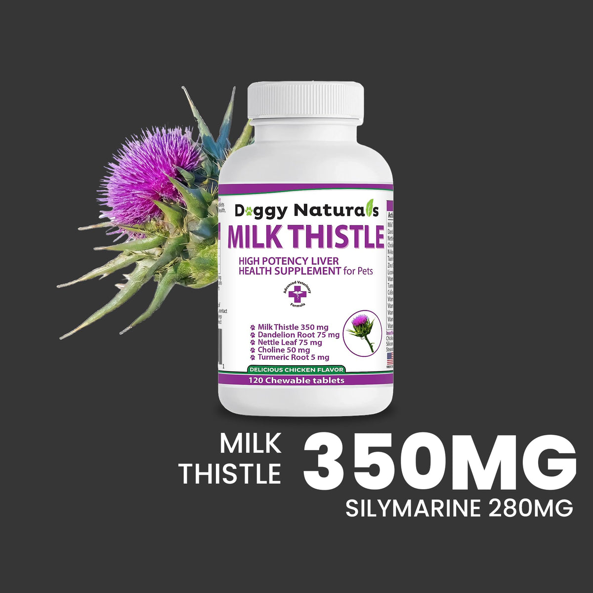 Milk Thistle Liver Health Supplement for Dogs 120 tabs N980477
