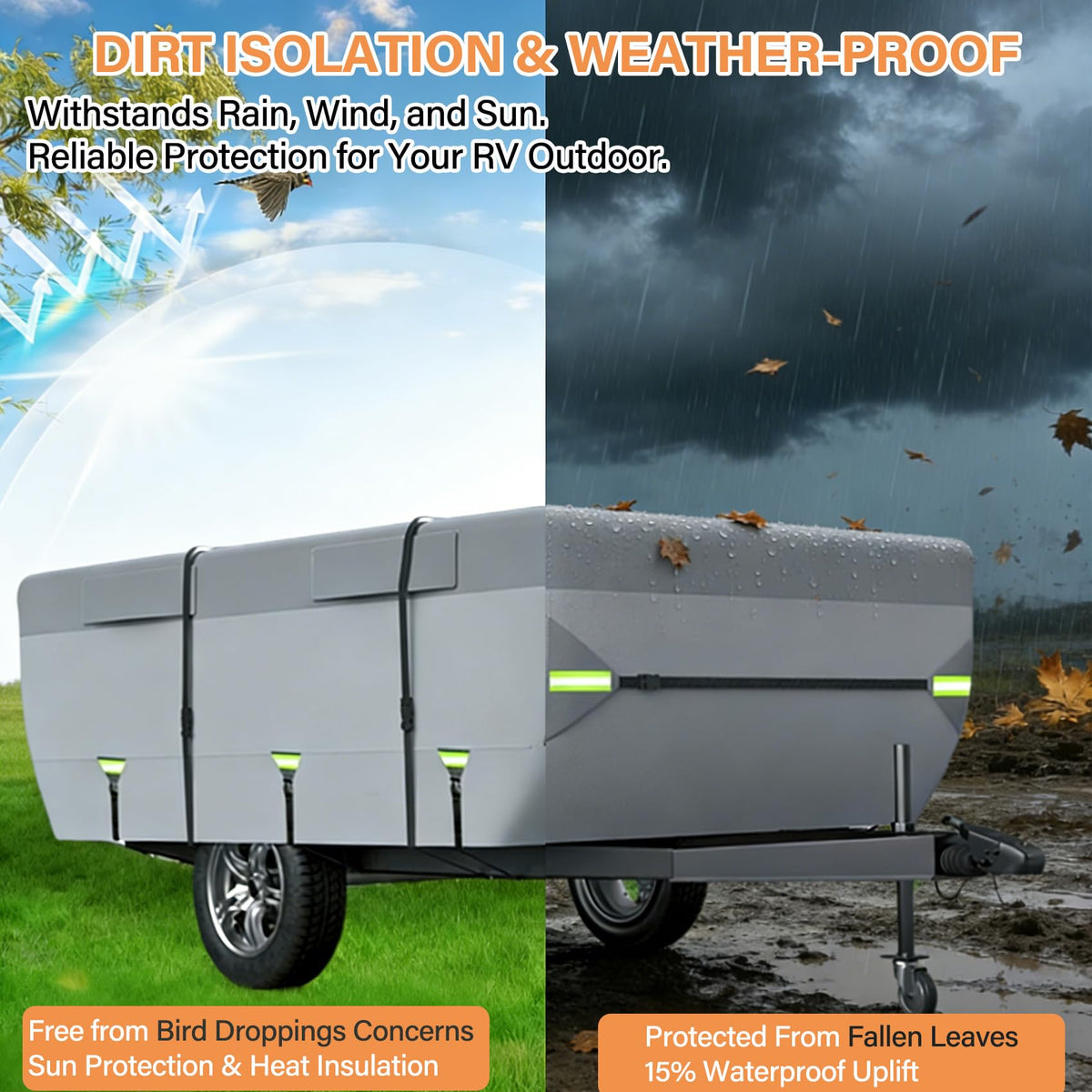12'-14' 7 Layers Waterproof Breathable Pop Up Folding Camper Cover G4558