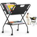 Folding Canvas Art Print Storage Rack with Caster Wheels Z449250
