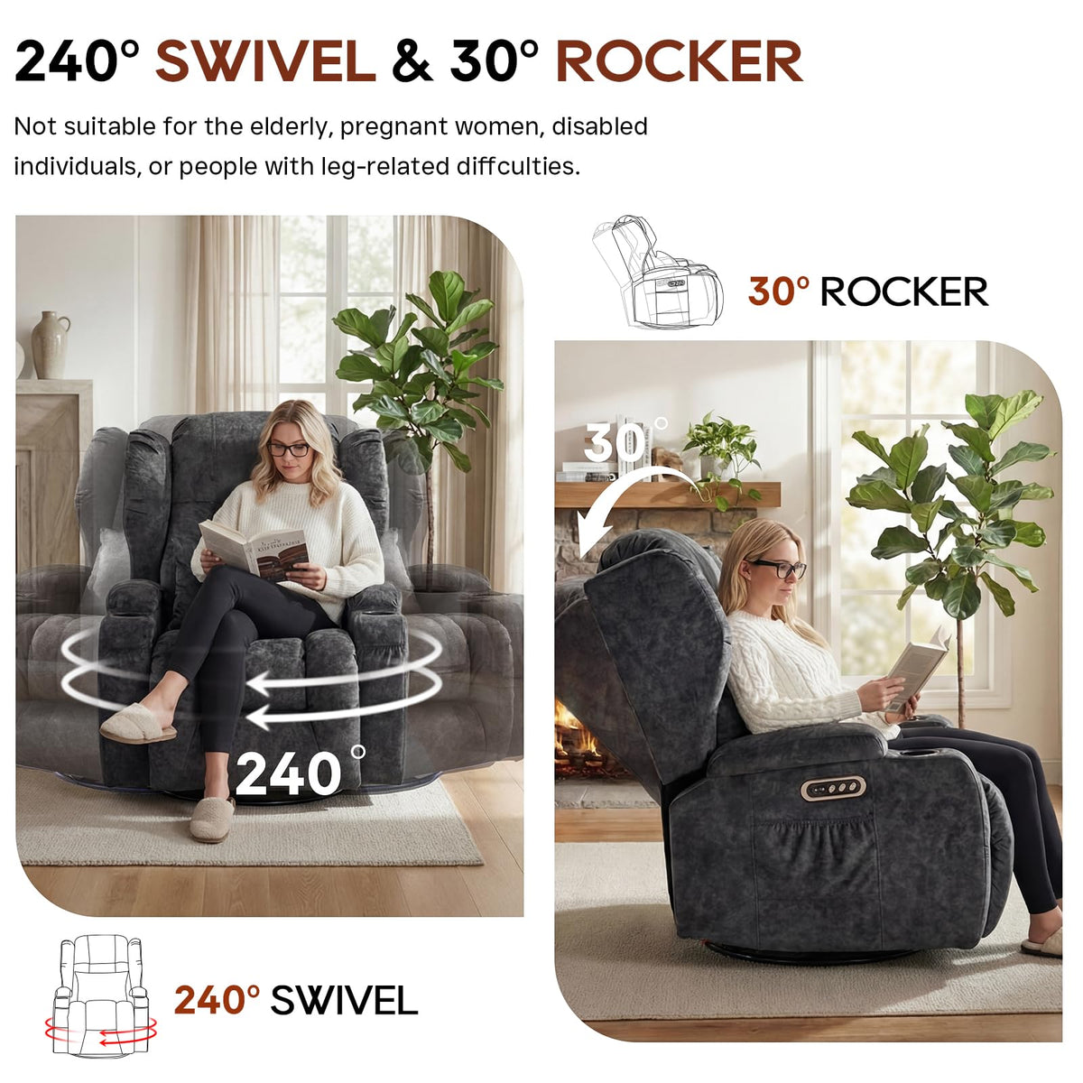 Dual Motor Power Recliner Chair with Massage & Heat L997