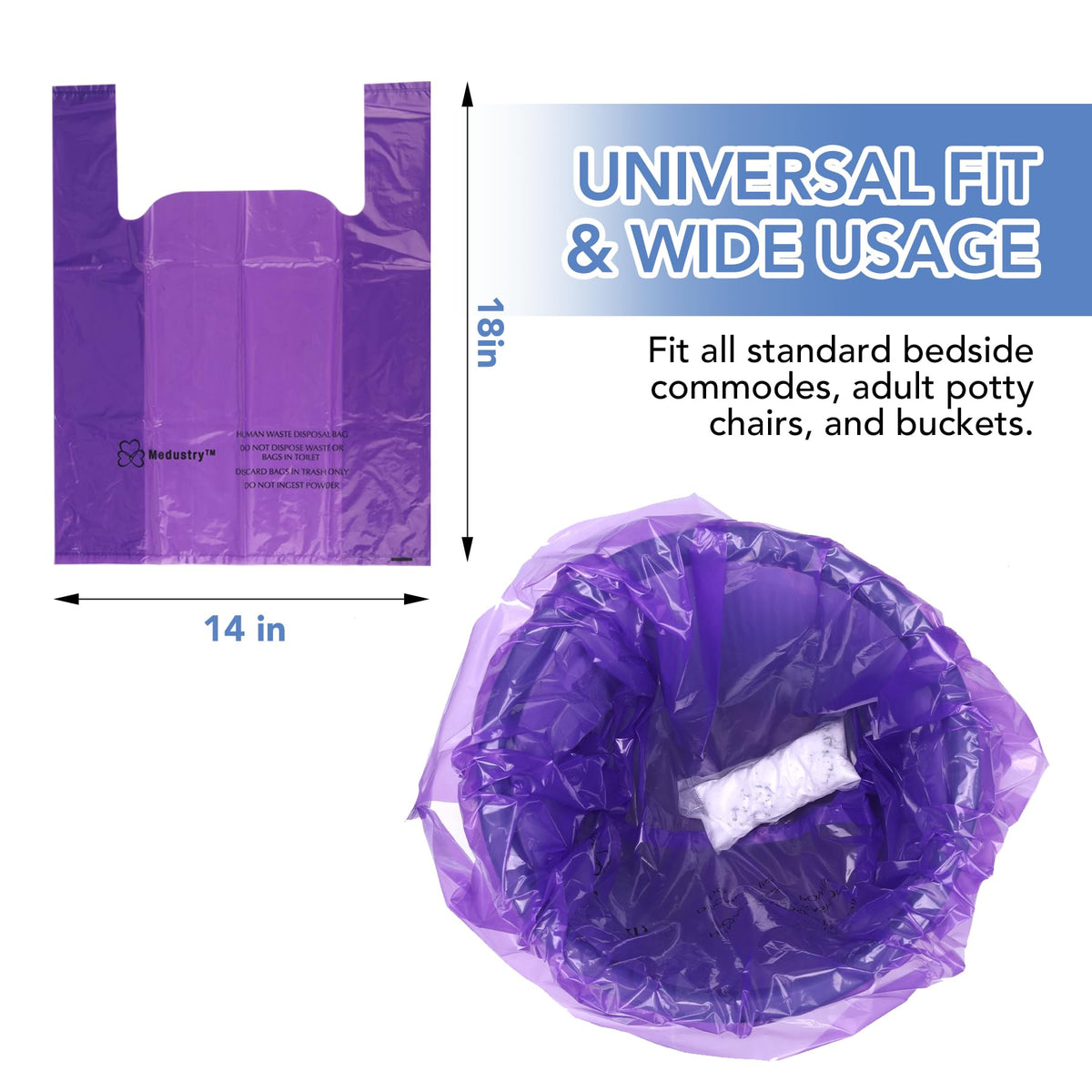 Commode Liners 60 Pack with Absorbent Powder Packs J27025