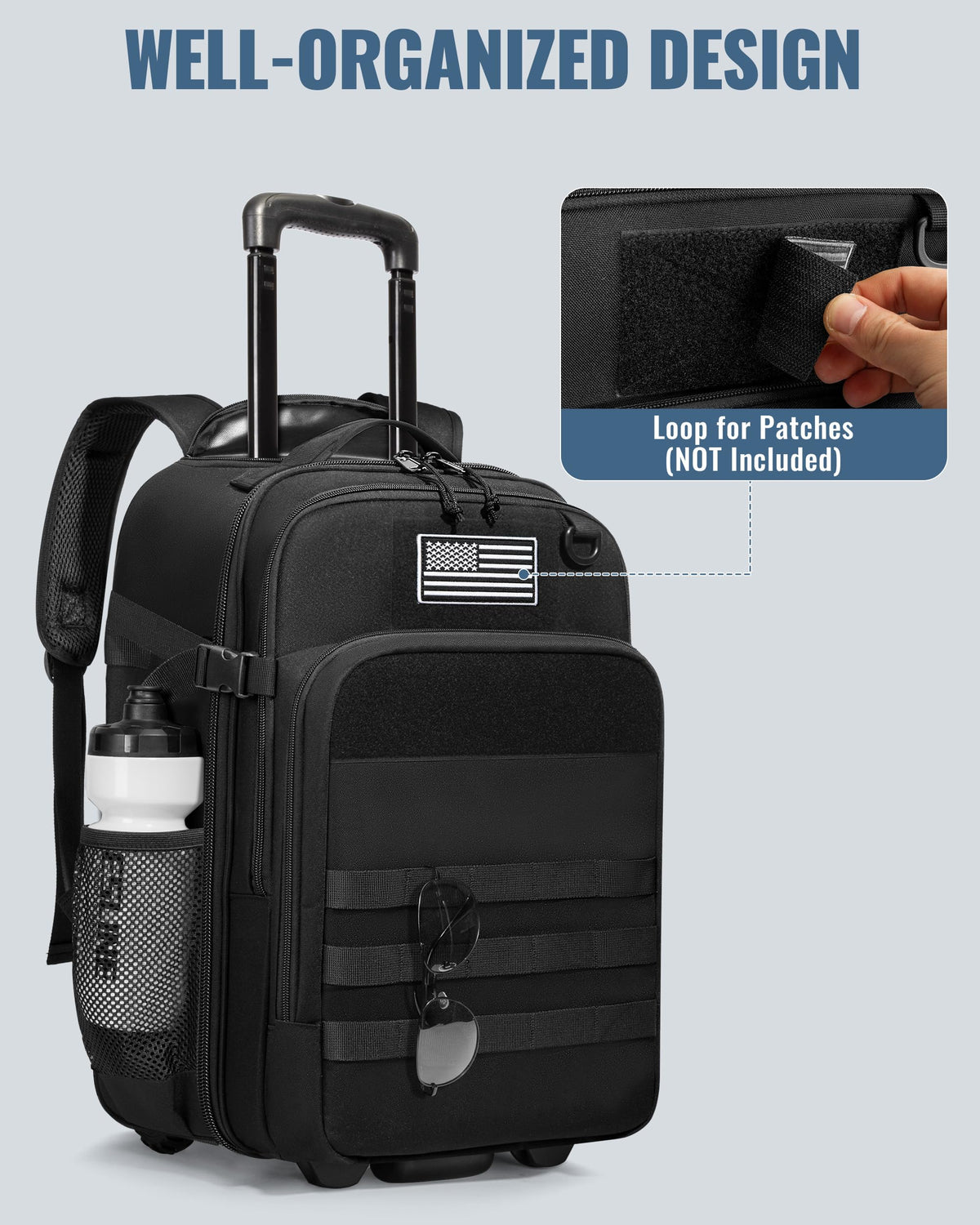 17 Inch Rolling Tactical Laptop Backpack with Wheels W49268