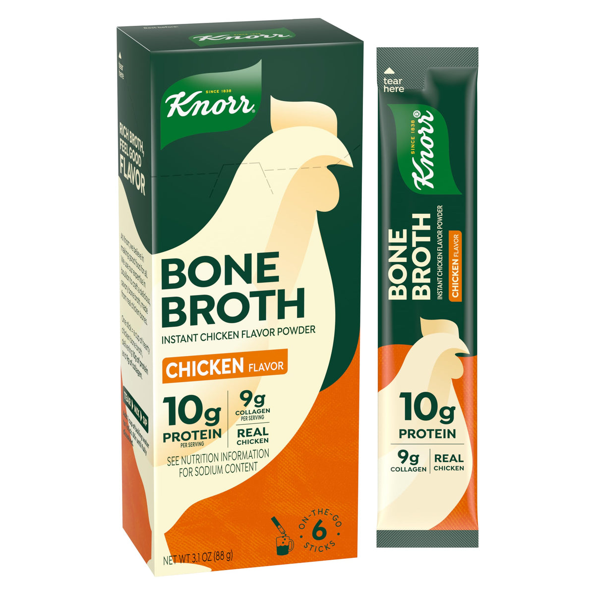 Chicken Bone Broth Instant Powder Mix Packets, 6 Count T204