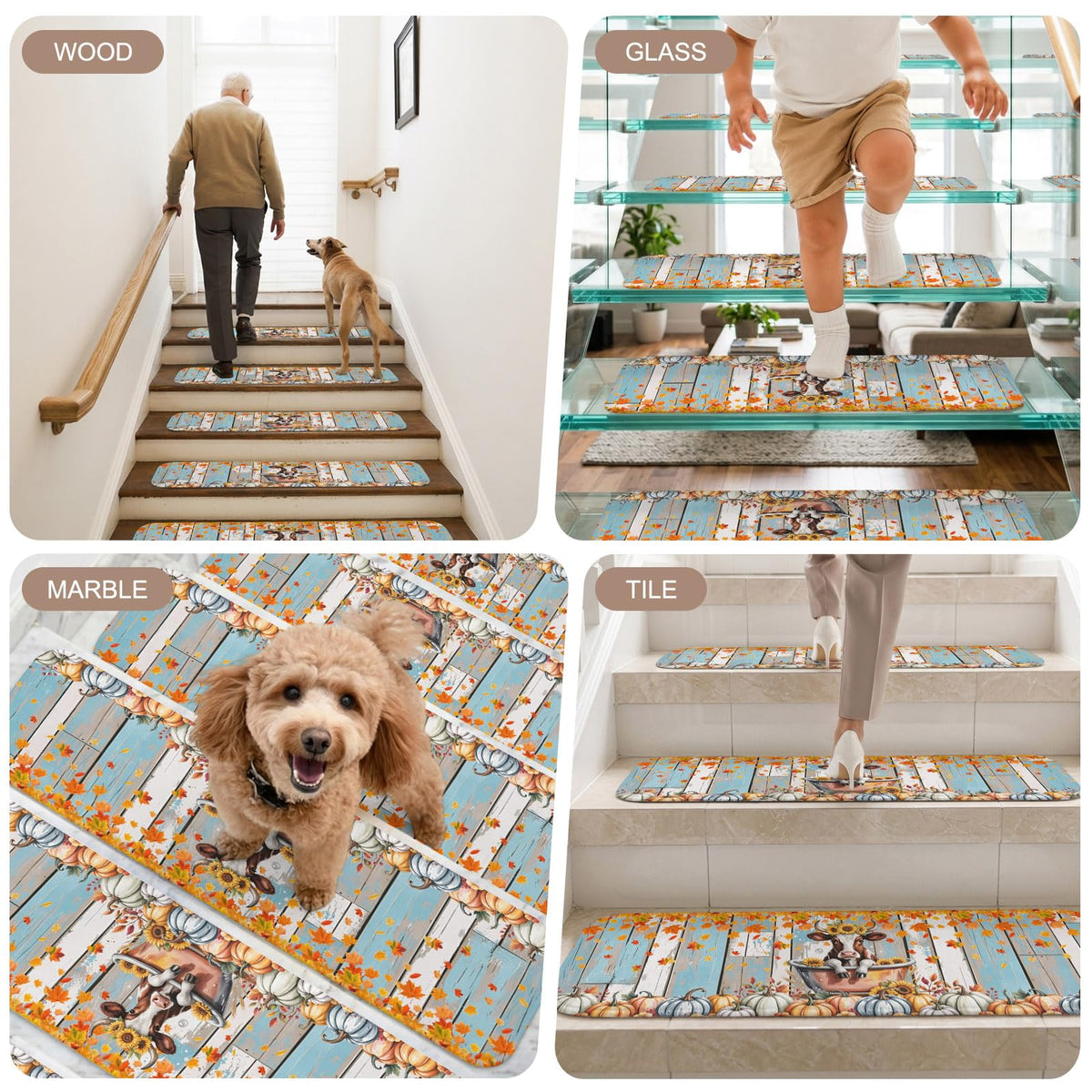 15 Pack Non Slip Washable Stair Treads E22447